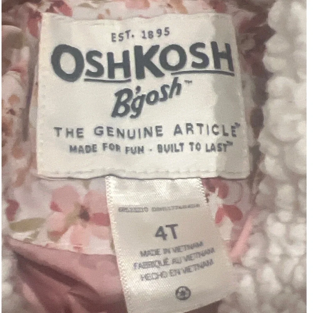 OshKosh Bgosh Girls Pink‎ Corduroy Jacket Sherpa Collar Floral Lining 4T